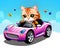 Cartoon happy comic kitty cat road race bumper car