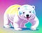 Cartoon happy comic polar bear walking smile