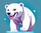 Cartoon happy comic polar bear walking smiling friendly heart