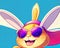 Cartoon happy comic rabbit sunglasses comedy smiling face