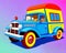 Cartoon happy comic vintage classic jalopy homemade pickup camper