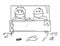 Cartoon of Happy Couple in Bed, Man and Woman Are Satisfied After Sexual Intercourse