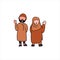 Cartoon Happy Couple Moslem People Islamic Element