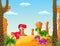 Cartoon happy dinosaur Collection set with Prehistoric background