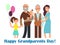 Cartoon happy family with grandparents. Grandparents Day vector illustration