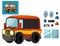 Cartoon happy and funny cartoon fire fireman bus looking and smiling - isolated scene with exercise / cutting out and joining