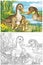 Cartoon happy and funny farm scene with happy birds ducks family sketchbook illustration