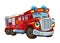 Cartoon happy and funny looking fireman bus or truck smiling