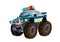 Cartoon happy and funny off road police car looking like monster truck - smiling vehicle