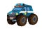 Cartoon happy and funny off road police car looking like monster truck smiling vehicle