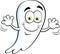 Cartoon happy ghost waving.
