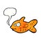 cartoon happy goldfish with speech bubble