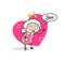 Cartoon Happy Grandma Showing Love Message Vector Illustration