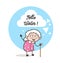 Cartoon Happy Granny Gesturing Vector Illustration