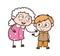 Cartoon Happy Granny with Grandson Vector Illustration