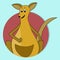 Cartoon happy kangaroo icon flat color vector