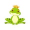 Cartoon happy king frog on white background