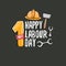 Cartoon Happy labour day vector label isolated on grey. vector happy labor day background or banner with engineer helmet