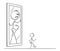 Cartoon of Happy Man Leaving His Demon or Devil in The Mirror