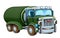 Cartoon happy military truck cistern isolated