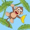 Cartoon Happy Monkey with Banana