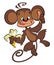 Cartoon happy monkey eating banana