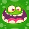 Cartoon happy monster face. Halloween monster mask. Funny monster avatar