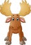 Cartoon happy moose with big horns