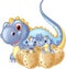 Cartoon happy Mother and baby dinosaur hatching