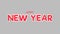 Cartoon Happy New Year text on a vibrant grey gradient
