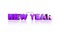 Cartoon Happy New Year text on a vibrant white gradient