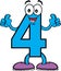 Cartoon happy number four giving thumbs up.