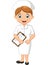 Cartoon happy nurse in white uniform