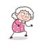 Cartoon Happy Old Lady Ready to Run Vector Illustration