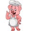 Cartoon happy pig chef giving a thumb up