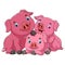 Cartoon happy pig mother with piglets