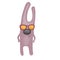 Cartoon happy pink hare in yellow sunglasses