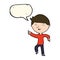 cartoon happy pointing with speech bubble