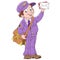 Cartoon happy postman with a letter