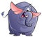 Cartoon happy purple elephant
