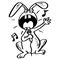 Cartoon happy rabbit sings in karaoke.