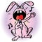 Cartoon happy rabbit sings in karaoke.