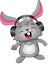 Cartoon happy rabbit wearing headphones