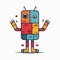 Cartoon happy robot cube. Vector illustration. funny cartoon character