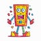 Cartoon happy robot cube. Vector illustration. funny cartoon character