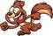 Cartoon happy running brown squirrel