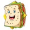 A cartoon happy sandwich character