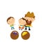 cartoon happy scene with farm family together father and child illustration for children