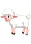 Cartoon happy sheep posing isolated on white background