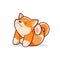 Cartoon happy shiba inu dog scratching its ear